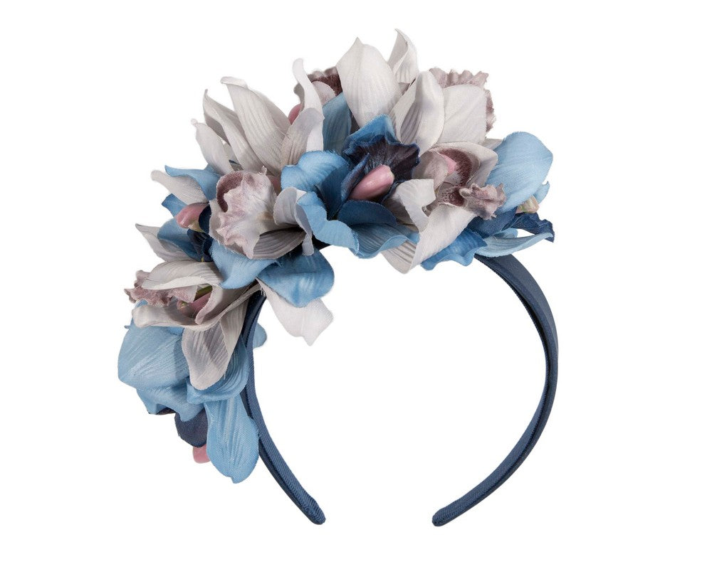 Hand made exclusive blue fascinator headband