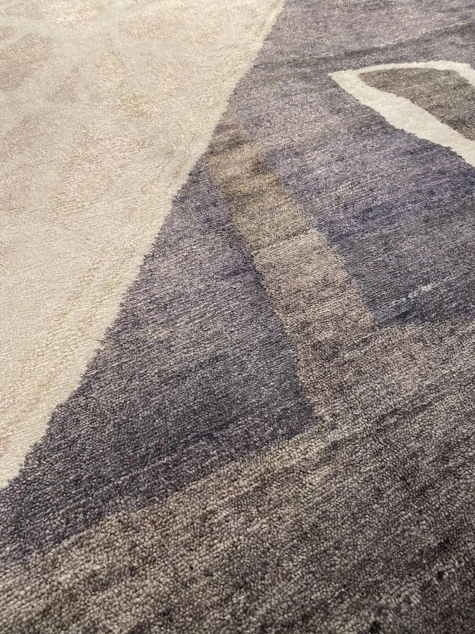 Canvello Gray Modern Hand Knotted Rug - 8'x10'
