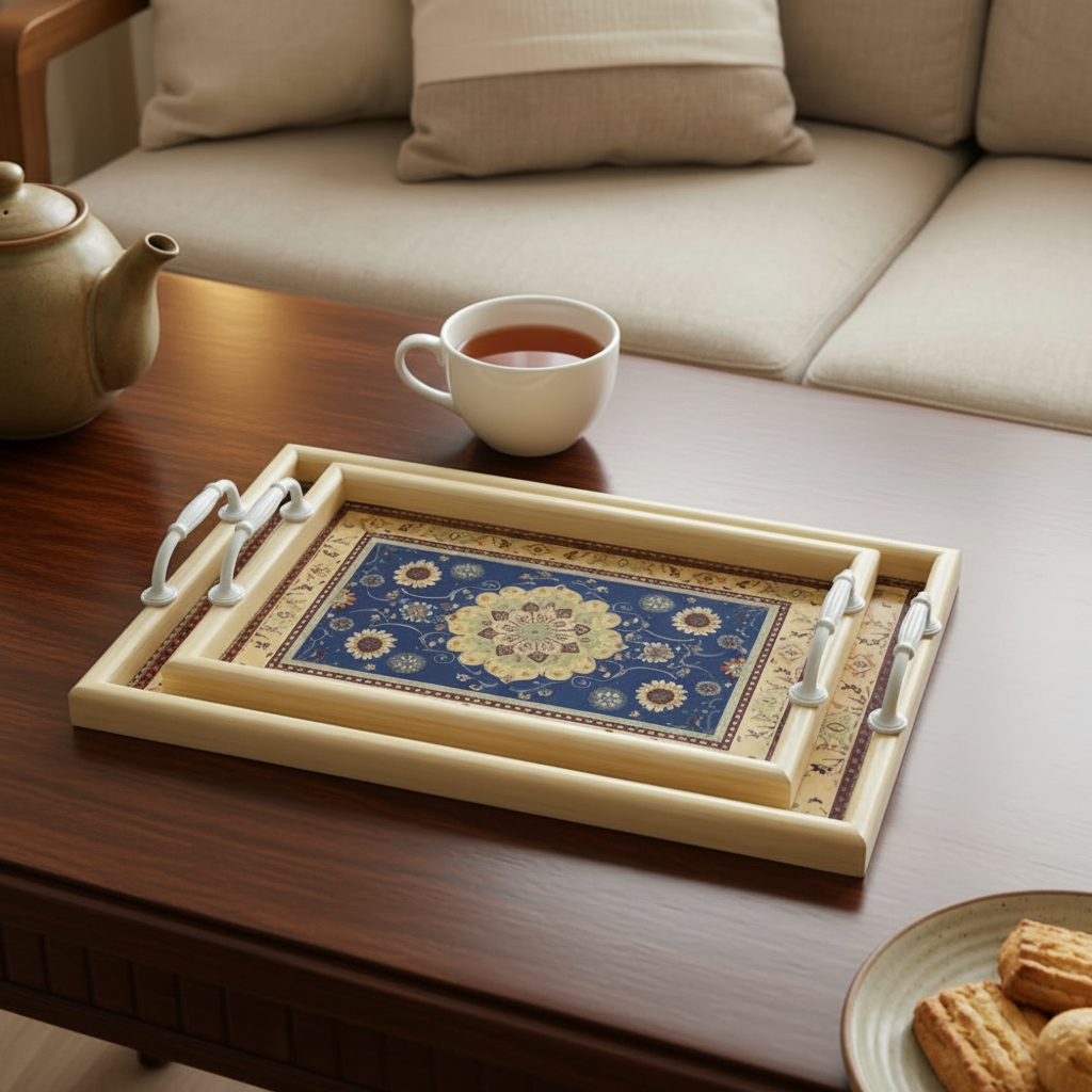 صينية-تقديم-خشبية-على-طاولة